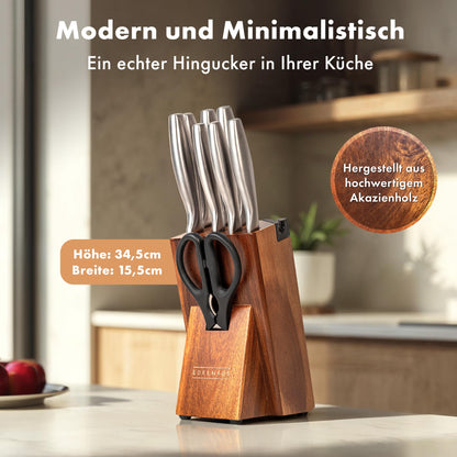 EDELHAUS Messerset Profi Messerblock - 9-teilig mit Schärfer