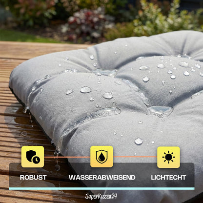 SuperKissen24 Sitzkissen Outdoor 6er Set wasserdicht 45x45 cm Grau
