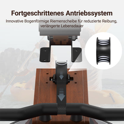 MERACH R14 Wasserrudergerät Gummibaumholz – Heimtraining