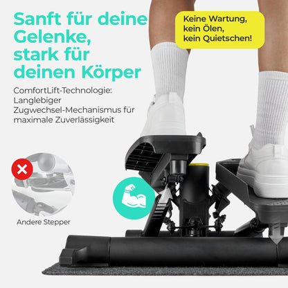 LANDWEHR Stepper Fitnessgerät für Zuhause - Schwarz 180kg