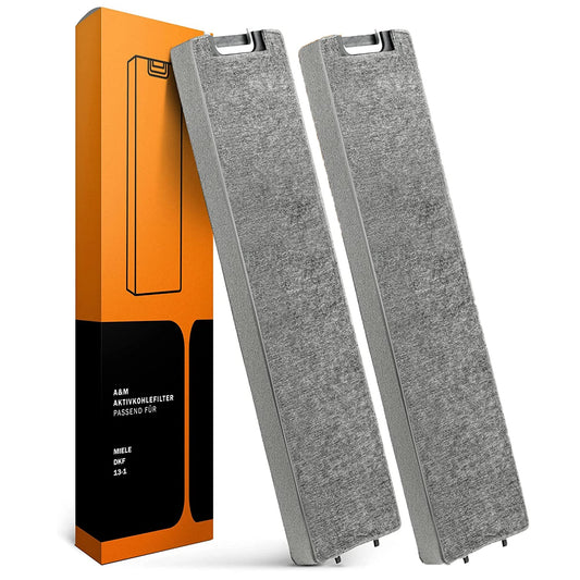 A&M® Aktivkohlefilter Miele DKF 13-1 / 6485741 Dunstabzug – 2er Pack. Rechteckig, schwarz. Filtert Gerüche für Miele Dunstabzugshauben (Umluft).
