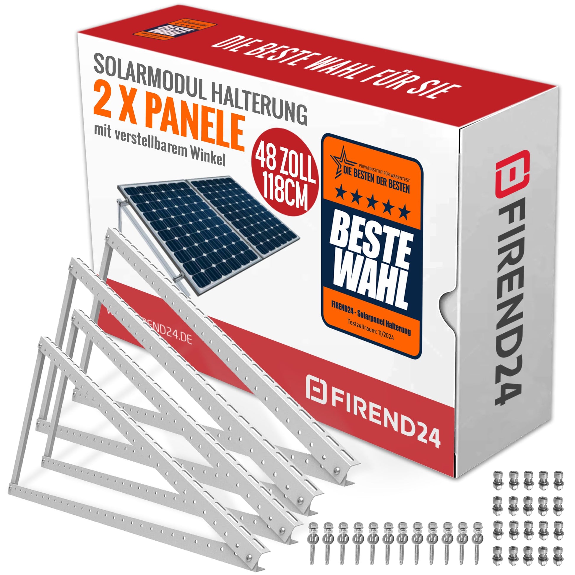 FIREND Solarmodul-Halterung 1180 mm, 4er-Set, Flachdach-Aufständerung aus Aluminium, Dreiecksform