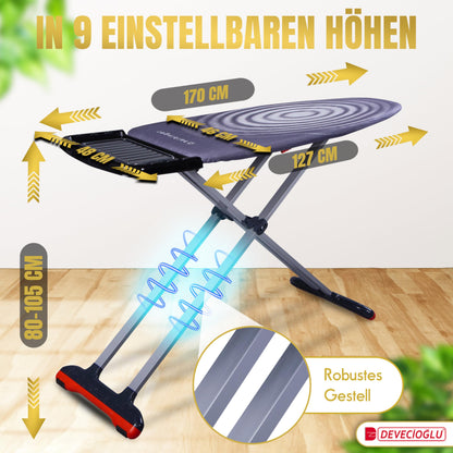 DEVECIOĞLU Tischbügelbrett MM126 - Klappbar Dampfbügelstation