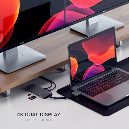 SATECHI Dual Multimedia USB-C Dockingstation – Space Grau