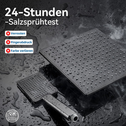 Auralum Regendusche System Thermostat Schwarz Quadrat 25x25cm