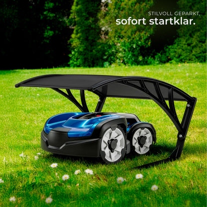 tectake Mähroboter Garage, Überdachung mit gewölbtem Dach, schwarz