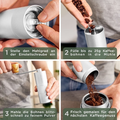 WALDWERK Manuelle Kaffeemühle - Edelstahl Kegelmahlwerk