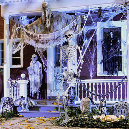 Halloween Plastikskelett Ganzkörper – Bewegliche Gelenke 240cm