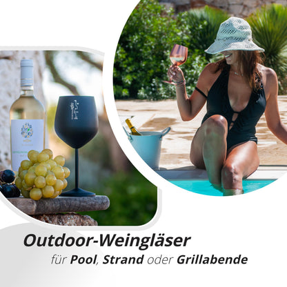 Gusto Nostro Weingläser Edelstahl, unzerbrechlich, Schwarz, 4er Set