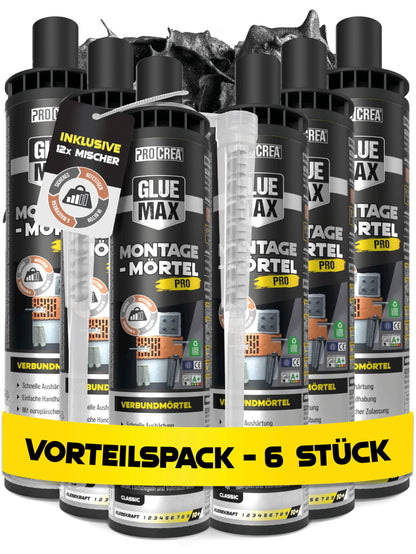 PROCREA Ankerfix Injektionsmörtel Set, 6 Kartuschen mit 12 Mischern, 2K Verbundmörtel