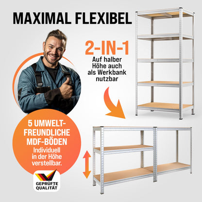 Monzana Schwerlastregal 2er Set XL 180x90x60cm - 1750kg