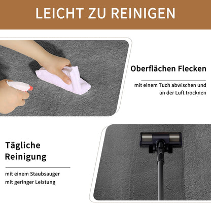 Sour Lemon Wohnzimmerteppich Kurzflorig Waschbar Grau 240x300 cm