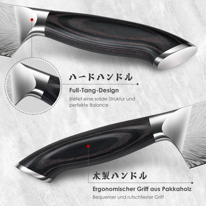 SHAN ZU Japanisches Kochmesserset 3-tlg Pulverstahl