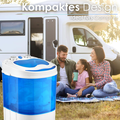 EcoWash Mini Waschmaschine Reisewaschautomat – 3 kg, Schleuder, 2 Kammern