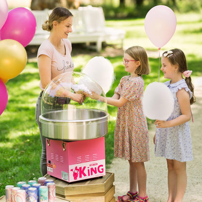 Royal Catering RCZK-1200E Zuckerwattemaschine Pink mit Abdeckhaube