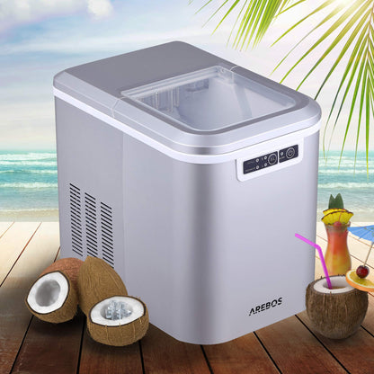 Arebos Eiswürfelmaschine – Eiswürfelbereiter 12 kg/24h Silber