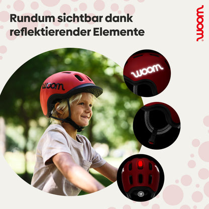 woom READY Kinder-Fahrradhelm, Rot, Grösse S, für 1–14 Jahre