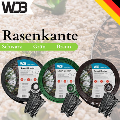 WDB Flexible Rasenkante Kunststoff 30m 5cm mit Nägeln - Schwarz