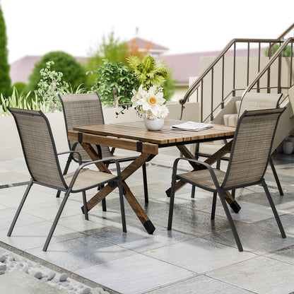LIFERUN Gartenstuhl Hochlehner, stapelbar, 4er-Set, dunkelgrau, 150 kg