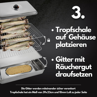 Eversmoke Deluxe Tischräucherofen XL Set Edelstahl mit Brennpaste