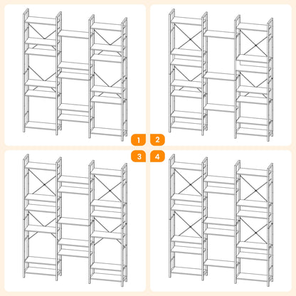 Hzuaneri Bücherregal 6 Etagen – Vintage Braun-Schwarz BC10101B
