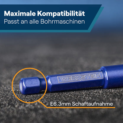 WERKSTEIN Fliesenbohrer Set, Diamantbohrer 6–12 mm + Karbidbohrer
