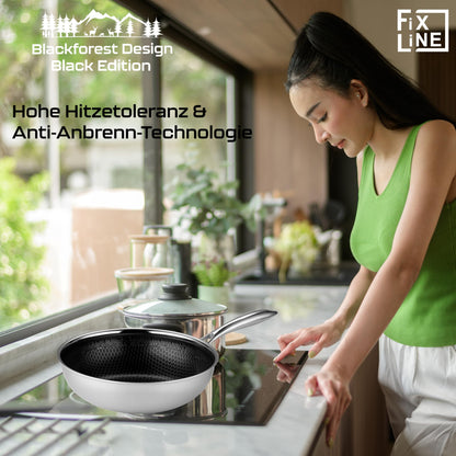 FIXLINE® BLACK FOREST Wokpfanne 28cm – Keramische Beschichtung