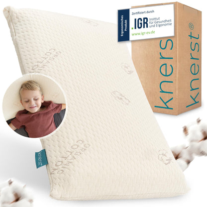 KNERST Kinderkopfkissen ergonomisch mit Memory-Schaum 40x60x6 cm, flaches Kissen für Kinder ab ca. 3 Jahren