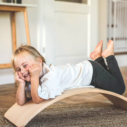 MEOWBABY Balance Board Montessori Balancierbrett – Schwarz 80x30cm