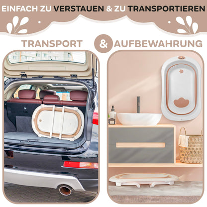 FawnsLife Babybadewanne faltbar XXL mit Sitz und Wassereimer