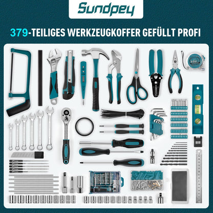Sundpey Werkzeugkoffer Set Gefüllt 379 tlg - Mit Schublade