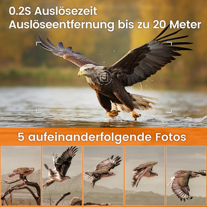 XTU Wildkamera 4K mit App-Übertragung, Nachtsicht und 32 GB SD-Karte