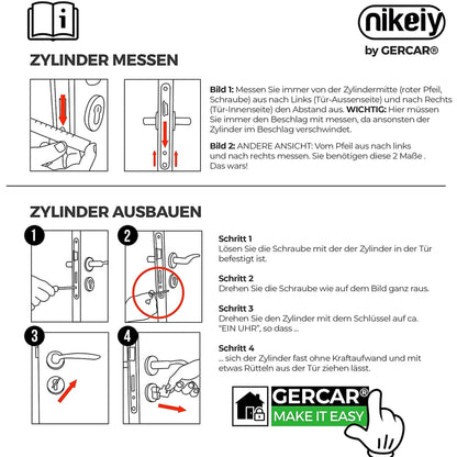 GERCAR Pro Gleichschliessend 5er Profilzylinder Set 40/50