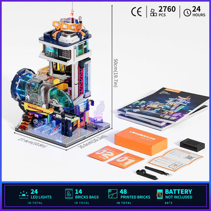 Lumibricks Cyberpunk Schwebezug-Station Baustein-Set mit LED