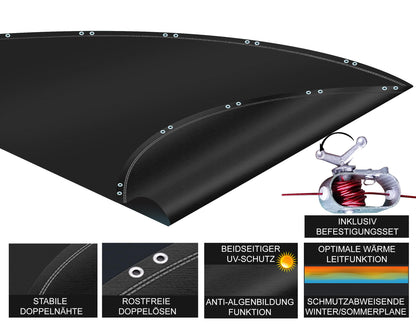 QUICK STAR Poolabdeckung Rund Ø 560 cm Schwarz - Solar Abdeckplane