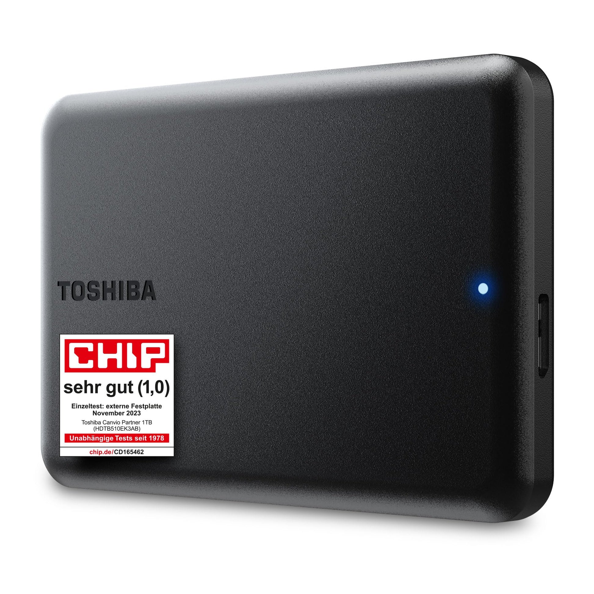 TOSHIBA Canvio Partner Externe Festplatte – 1TB Portable, rechteckig, schwarz. Kompakter Datenspeicher für unterwegs.