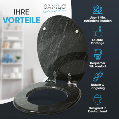 Sanilo WC-Sitz mit Absenkautomatik aus Holz, Granit