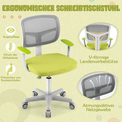 COSTWAY Drehbarer Kinderschreibtischstuhl Höhenverstellbar - Grün