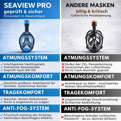 Khroom Seaview Pro Schnorchelmaske Vollmaske L/XL Schwarz