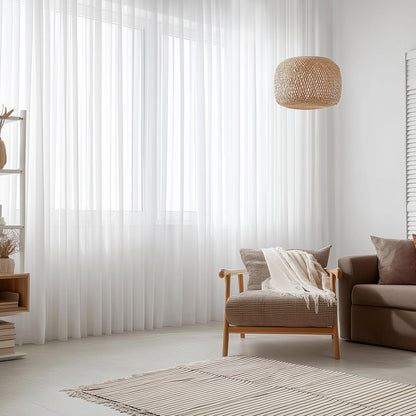 PONY DANCE Extra Breite Voile Gardine - Weiss, 750x245 cm