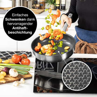 Moritz & Moritz Edelstahlpfanne 28 cm Induktion mit Wabenstruktur