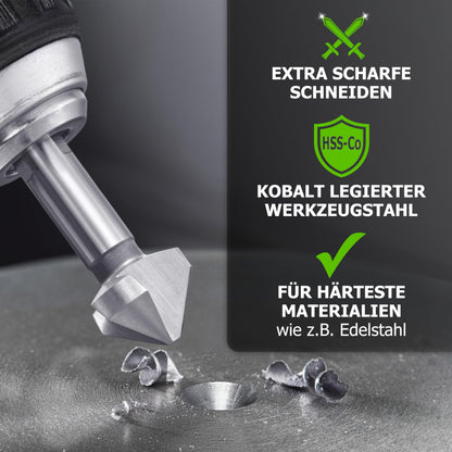Pinava Kegelsenker Set HSS Cobalt 90° Ø 6.3-20.5 mm, 6-teilig