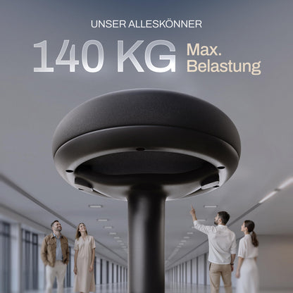 Wohnperle Ergonomischer Bürohocker 2in1, höhenverstellbar Schwarz