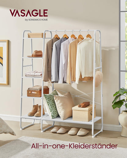 VASAGLE Kleiderständer RGR116W02 mit Schuhablage – Wolkenweiss