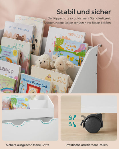 SONGMICS Bücherregal Kinderregal mit Spielzeugbox und 3 Ebenen