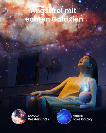 POCOCO Sternenhimmel Projektor, Galaxy Nachtlicht mit 2 Discs & Timer