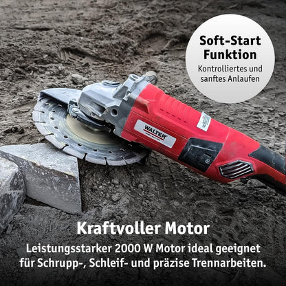 WALTER Winkelschleifer 2000 Watt, 230 mm Scheibendurchmesser
