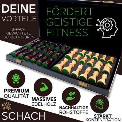APEQi® Luxus Schachspiel Holz – Gross 54x54cm klappbar