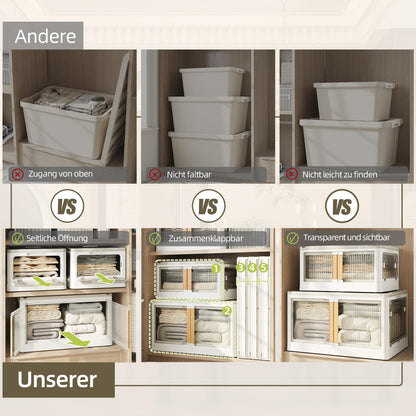 NETEL Faltbare Stapelbox mit Rollen – 4er-Set 100L Transparent