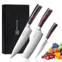 PAUDIN Küchen Messerset 3-tlg - Carbon Edelstahl Pakkaholz